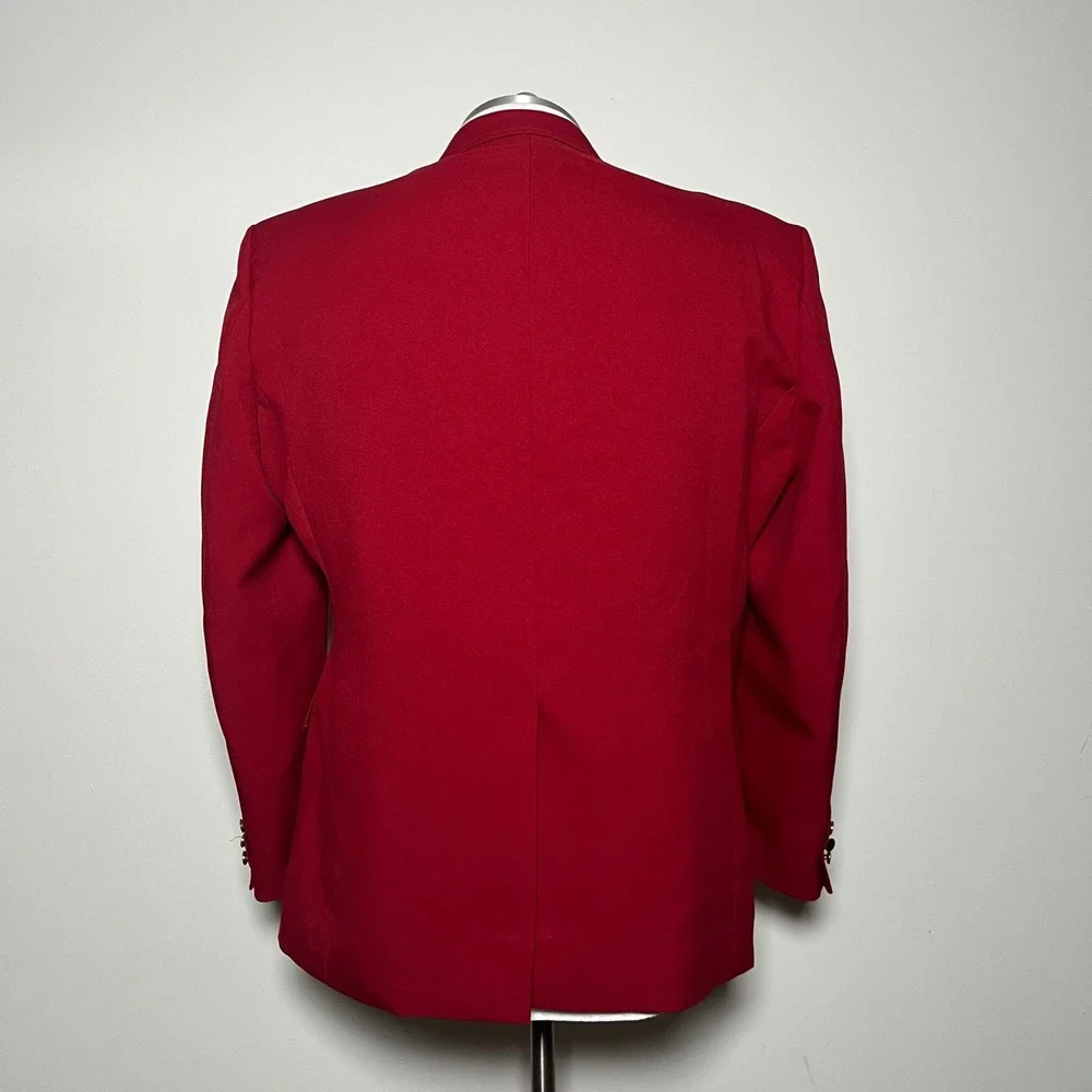 Edwards Blazer Mens 46L Red Solid Notch Lapel‎ Single Vent Two-Button Career